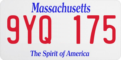 MA license plate 9YQ175