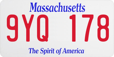 MA license plate 9YQ178