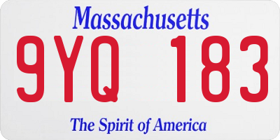 MA license plate 9YQ183