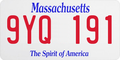 MA license plate 9YQ191