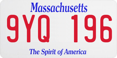 MA license plate 9YQ196