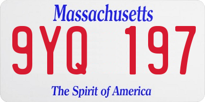 MA license plate 9YQ197
