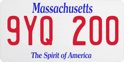 MA license plate 9YQ200