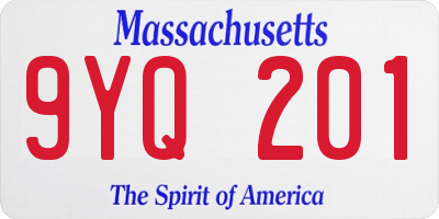 MA license plate 9YQ201