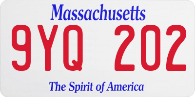 MA license plate 9YQ202