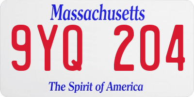 MA license plate 9YQ204