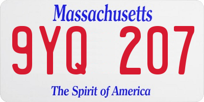 MA license plate 9YQ207