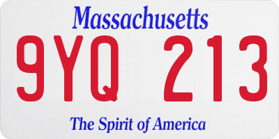 MA license plate 9YQ213
