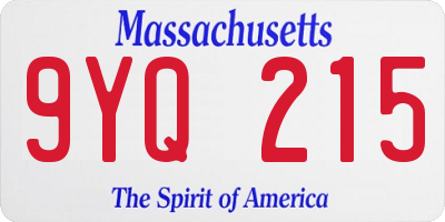 MA license plate 9YQ215