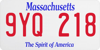 MA license plate 9YQ218