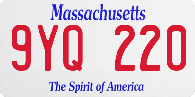 MA license plate 9YQ220