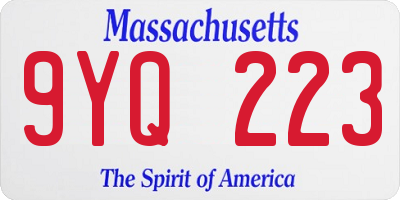 MA license plate 9YQ223