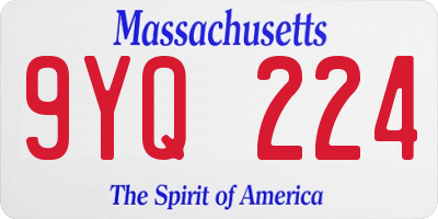 MA license plate 9YQ224