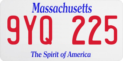 MA license plate 9YQ225