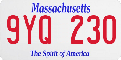 MA license plate 9YQ230