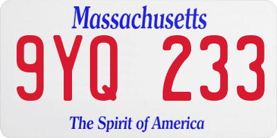 MA license plate 9YQ233