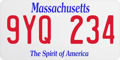 MA license plate 9YQ234