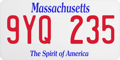 MA license plate 9YQ235