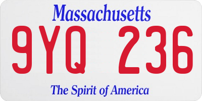 MA license plate 9YQ236
