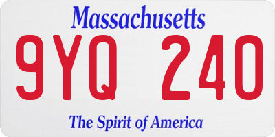 MA license plate 9YQ240