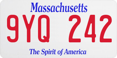 MA license plate 9YQ242