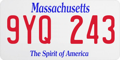 MA license plate 9YQ243
