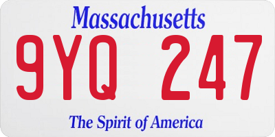 MA license plate 9YQ247