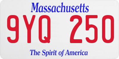 MA license plate 9YQ250