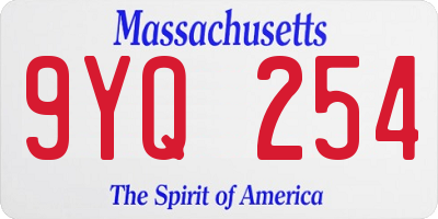 MA license plate 9YQ254
