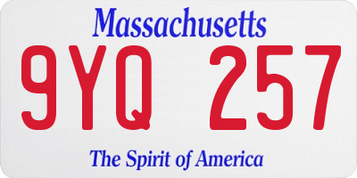 MA license plate 9YQ257
