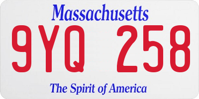 MA license plate 9YQ258