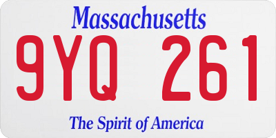 MA license plate 9YQ261