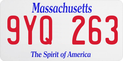 MA license plate 9YQ263