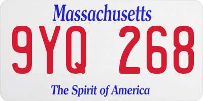 MA license plate 9YQ268