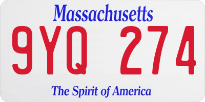 MA license plate 9YQ274