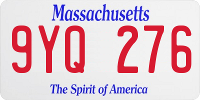 MA license plate 9YQ276