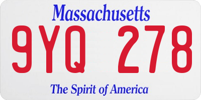 MA license plate 9YQ278