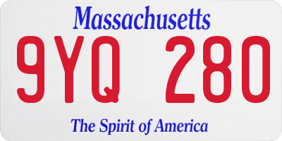 MA license plate 9YQ280
