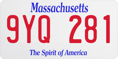 MA license plate 9YQ281