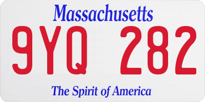 MA license plate 9YQ282