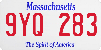 MA license plate 9YQ283