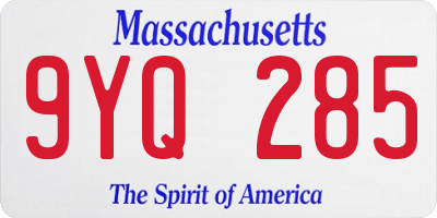 MA license plate 9YQ285