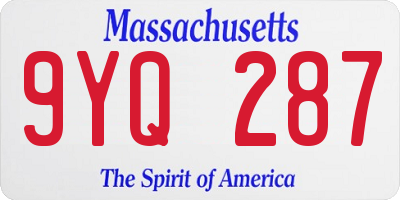 MA license plate 9YQ287