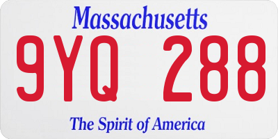 MA license plate 9YQ288