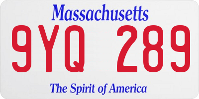 MA license plate 9YQ289