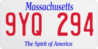 MA license plate 9YQ294