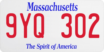 MA license plate 9YQ302
