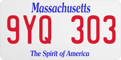 MA license plate 9YQ303