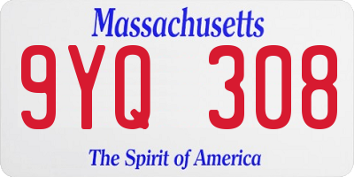 MA license plate 9YQ308