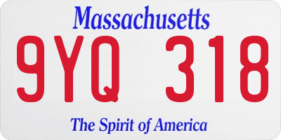 MA license plate 9YQ318